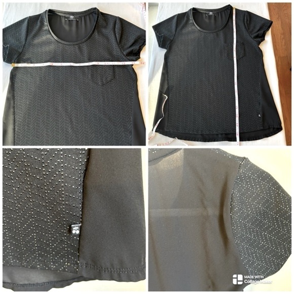 Le Temps Des Cerises Textured Scoop Neck T Shirt Semi Sheer Back Womens Size S - Picture 5 of 5